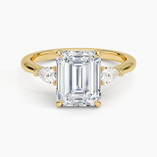 Petite Opera Three Stone Diamond Ring (1/4 ct. tw.) - Emerald Cut Center Stone