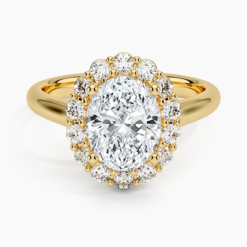 Lotus Flower Halo Diamond Ring (1/4 ct. tw.) - Oval Cut Center Stone