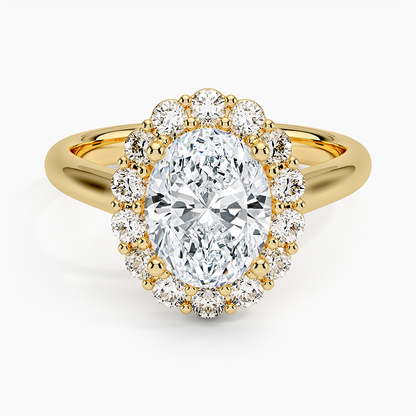 Lotus Flower Halo Diamond Ring (1/4 ct. tw.) - Oval Cut Center Stone
