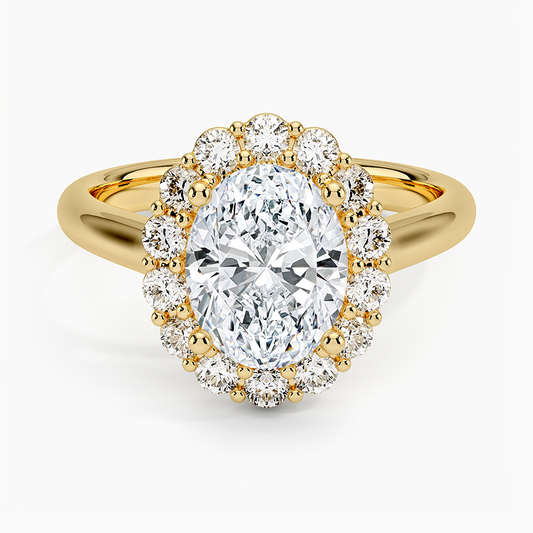 Lotus Flower Halo Diamond Ring (1/4 ct. tw.) - Oval Cut Center Stone