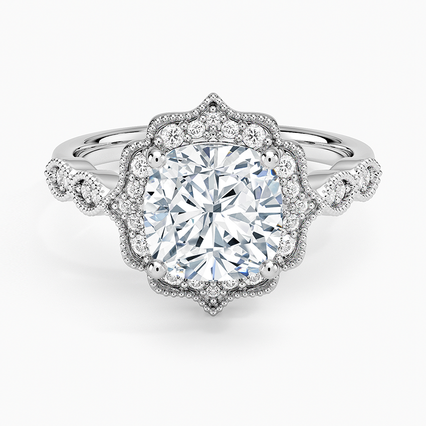 Cadenza Halo Diamond Ring - Cushion Cut Center Stone