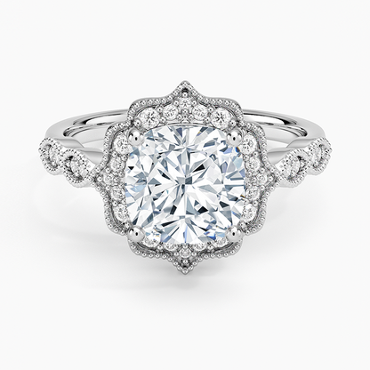 Cadenza Halo Diamond Ring - Cushion Cut Center Stone