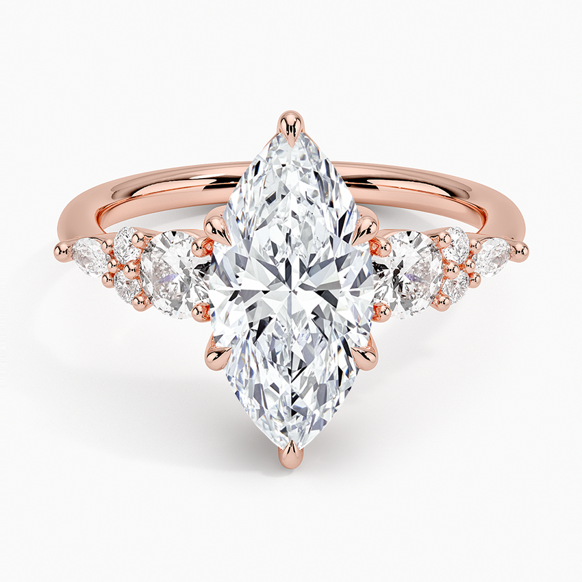 Nadia Three Stone Diamond Ring - Marquise Center Stone