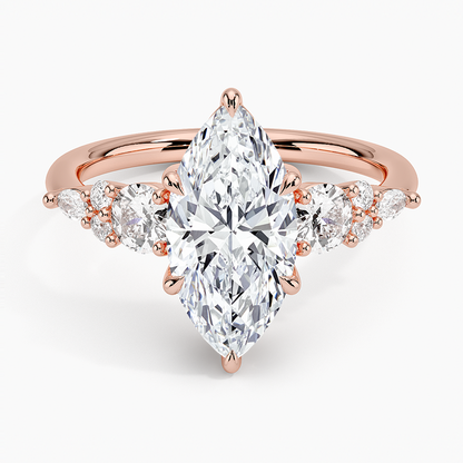 Nadia Three Stone Diamond Ring - Marquise Center Stone