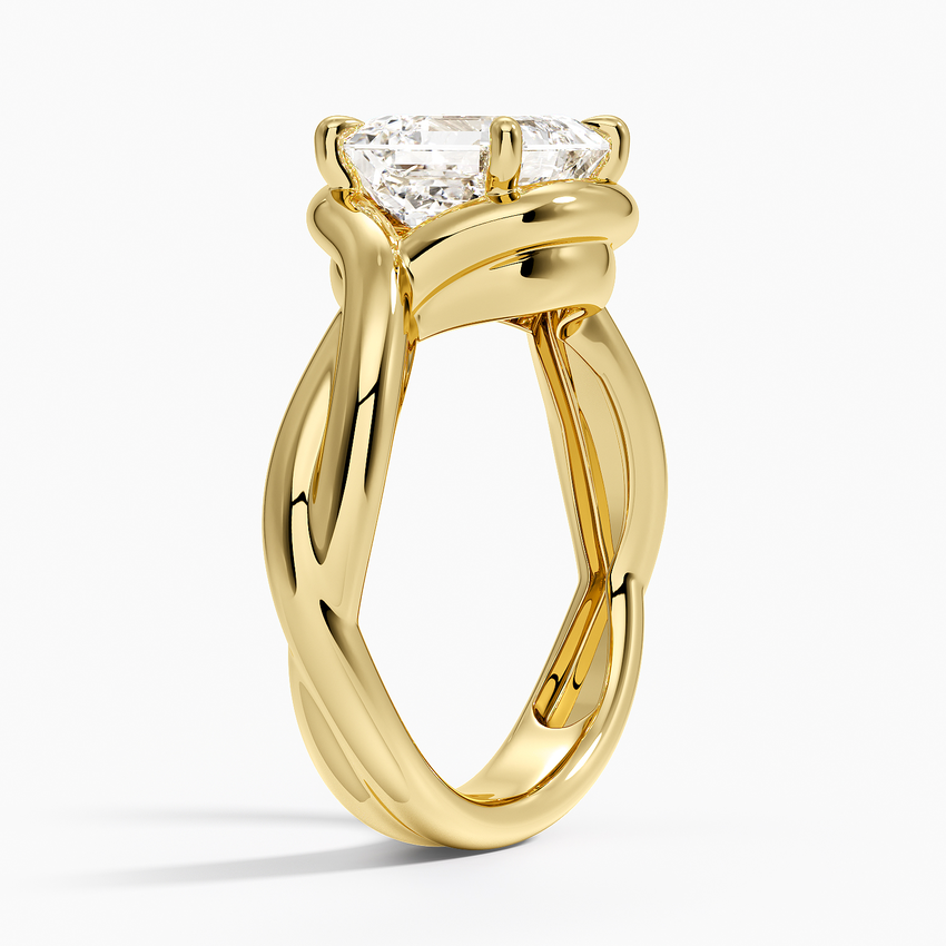 Bypass Twist Bezel Solitaire Diamond Ring - Asscher Cut Center Stone