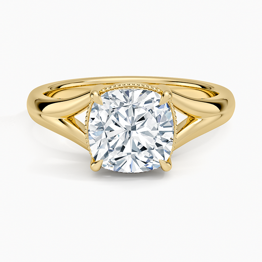 Cora Split Shank Solitaire Ring - Cushion Cut Center Stone