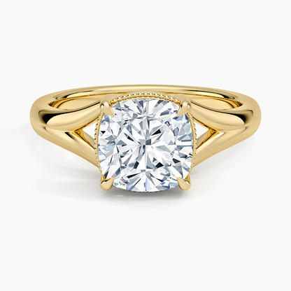Cora Split Shank Solitaire Ring - Cushion Cut Center Stone