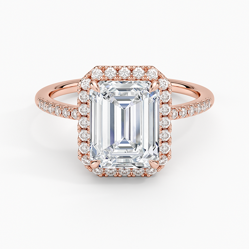 Cambria Halo Diamond Ring - Emerald Cut Center Stone