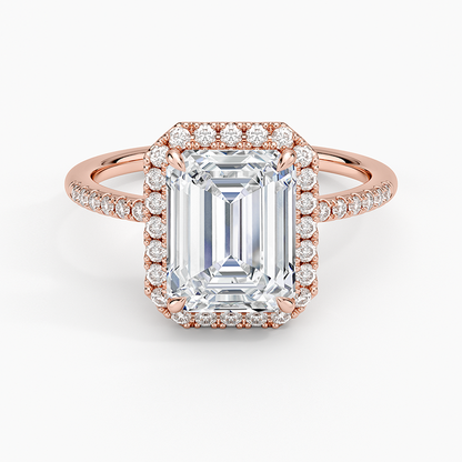Cambria Halo Diamond Ring - Emerald Cut Center Stone