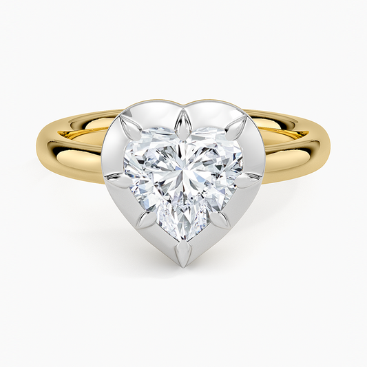 Harper Mixed Metal Solitaire Ring - Heart Center Stone