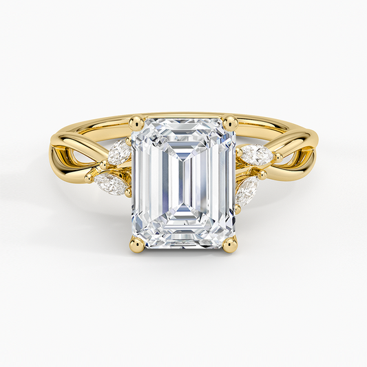 Willow Diamond Ring (1/8 ct. tw.) - Emerald Cut Center Stone