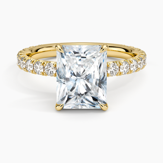Luxe French Pavé Perfect Fit Diamond Ring (1/2 ct. tw.) - Radiant Cut Center Stone