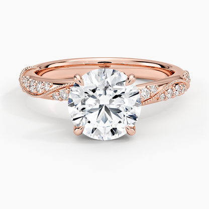 Camellia Hidden Accent 2.5mm Diamond Ring - Round Center Stone