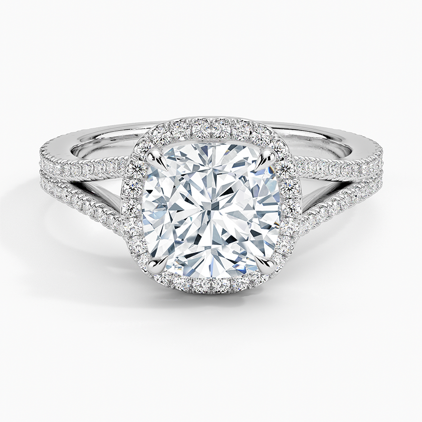 Fortuna Halo Diamond Ring (1/2 ct. tw.) - Cushion Cut Center Stone