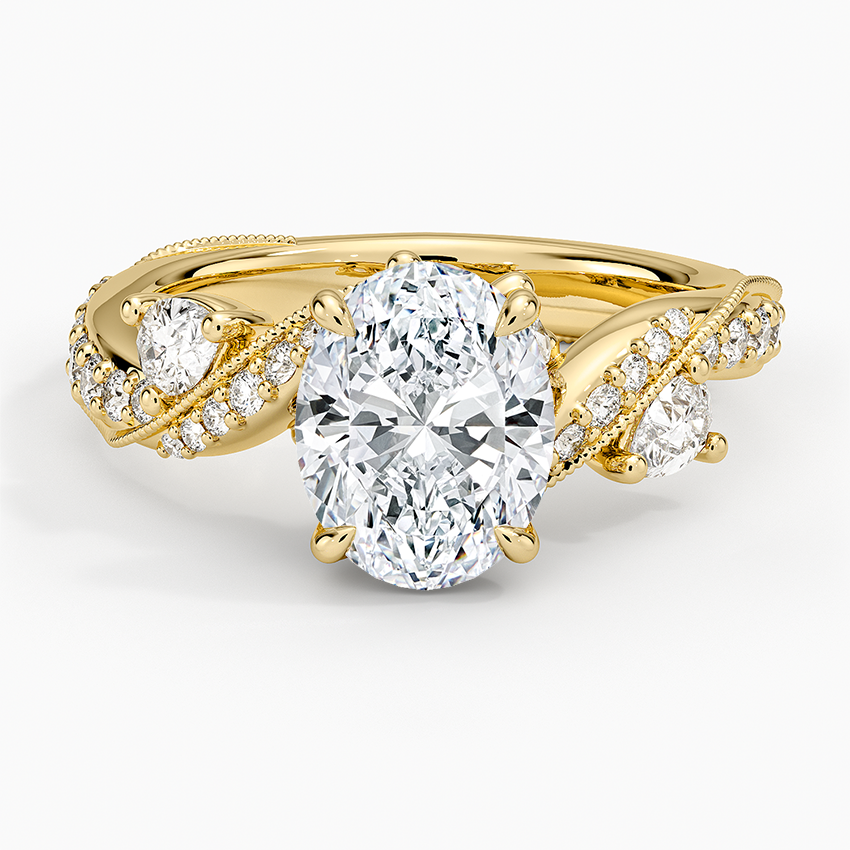 Grand Camellia Diamond Ring - Oval Center Stone