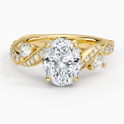 Grand Camellia Diamond Ring - Oval Center Stone