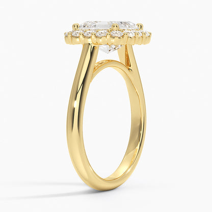 Lotus Flower Halo Diamond Ring (1/4 ct. tw.) - Asscher Cut Center Stone