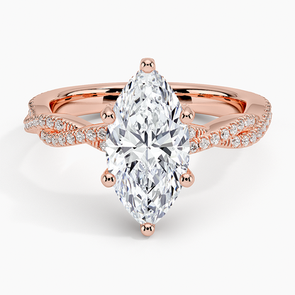 Adorned Luxe Petite Twisted Vine Diamond Ring - Marquise Center Stone