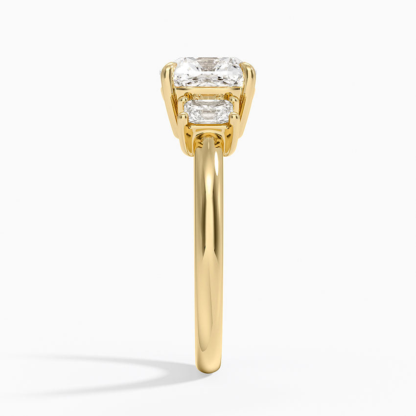 Helena Radiant-Cut Three Stone Diamond Ring (3/8 ct. tw.) - Cushion Cut Center Stone