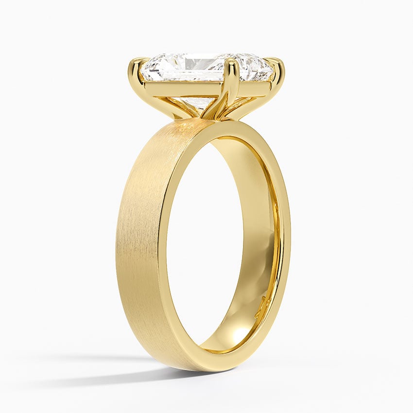 Peyton 4mm Satin Finish Solitaire Ring - Radiant Cut Center Stone