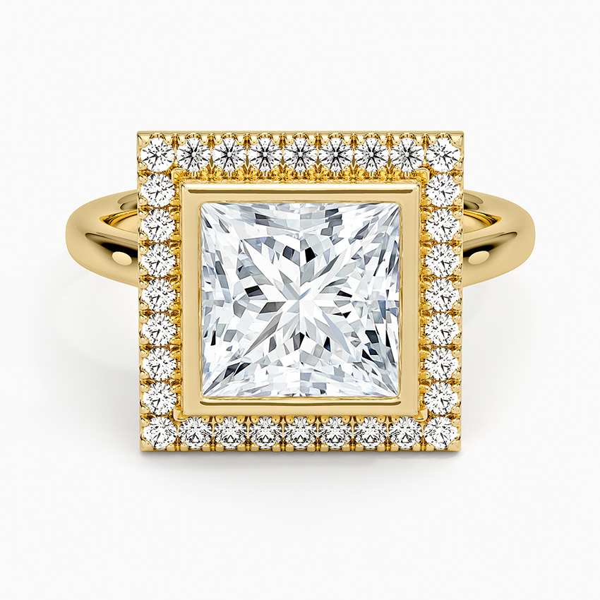Bezel Halo Diamond Ring (1/4 ct. tw.) - Princess Cut Center Stone