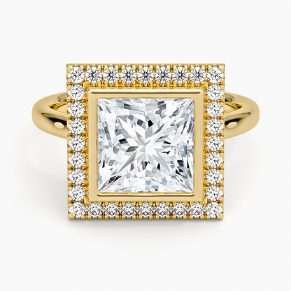 Bezel Halo Diamond Ring (1/4 ct. tw.) - Princess Cut Center Stone