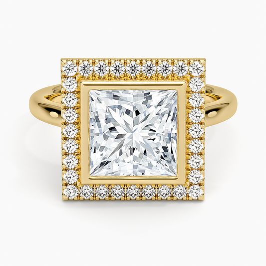 Bezel Halo Diamond Ring (1/4 ct. tw.) - Princess Cut Center Stone