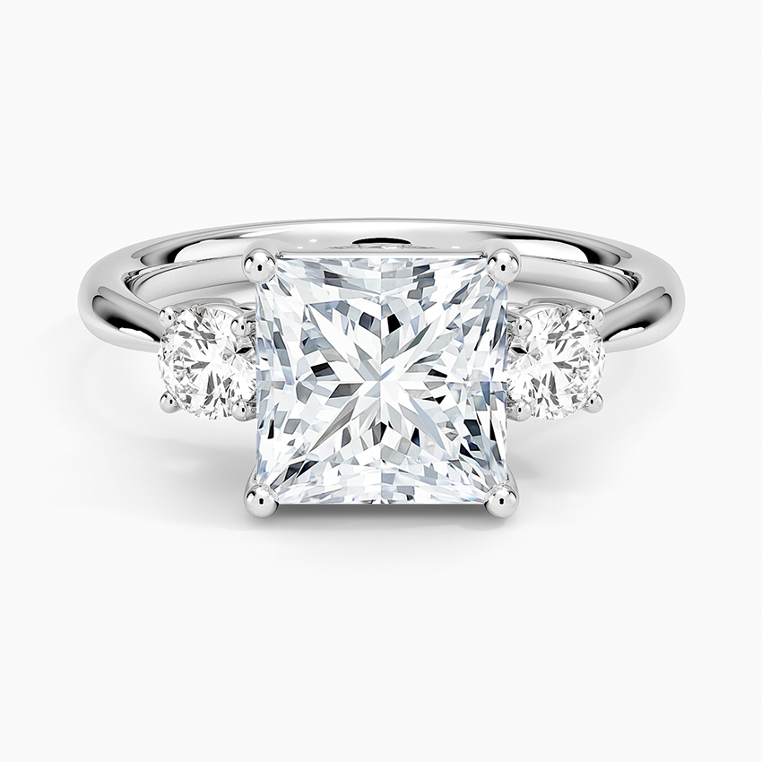 Selene Three Stone Diamond Ring (1/3 ct. tw.) - Princess Cut Center Stone