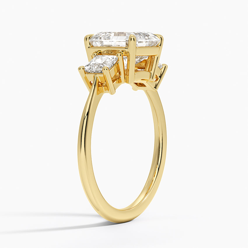 Princess Cut Three Stone Diamond Ring - Asscher Cut Center Stone