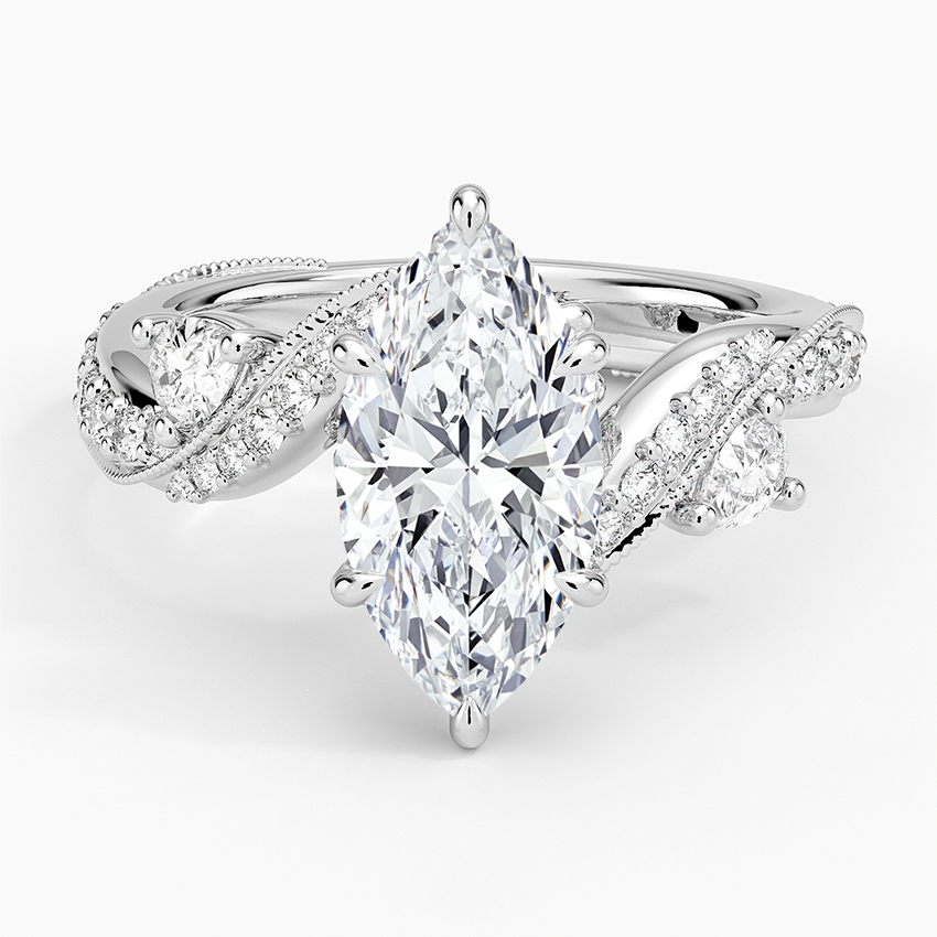 Grand Camellia Diamond Ring - Marquise Center Stone