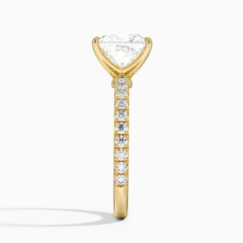 Amelie Three-Quarter Coverage Diamond Ring - Princess Cut Center Stone