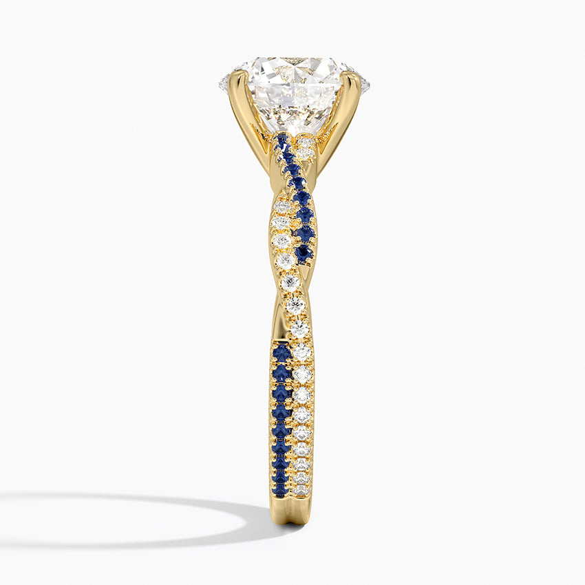Petite Luxe Twisted Vine Sapphire and Diamond Ring (1/8 ct. tw.) - Round Cut Center Stone