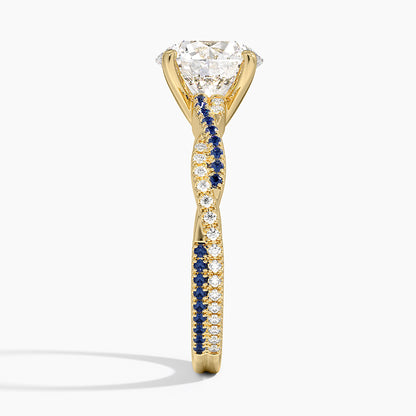 Petite Luxe Twisted Vine Sapphire and Diamond Ring (1/8 ct. tw.) - Round Cut Center Stone