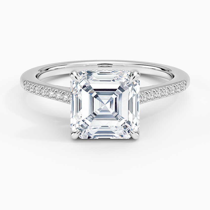 Lissome Half Coverage Diamond Ring - Asscher Cut Center Stone