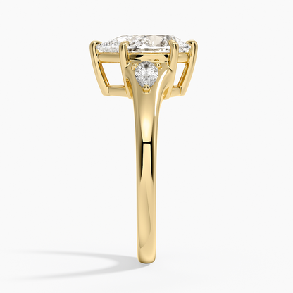 Aria Three Stone Signet Diamond Ring (1/4 ct. tw.) - Pear Cut Center Stone