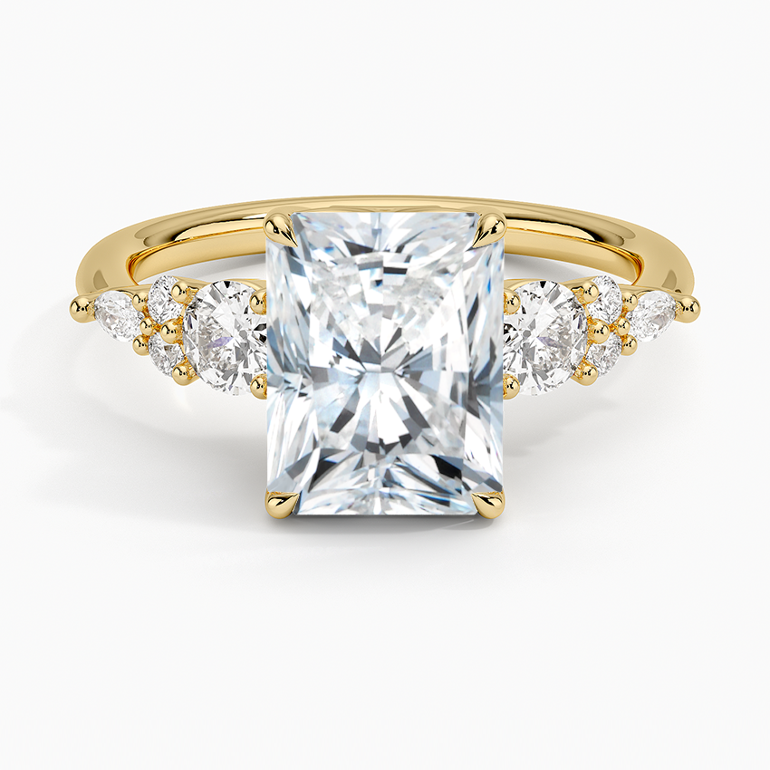 Nadia Three Stone Diamond Ring - Radiant Cut Center Stone