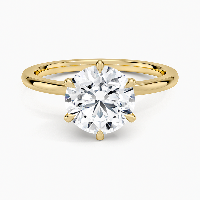 Petal Six Prong Diamond Ring - Round Center Stone