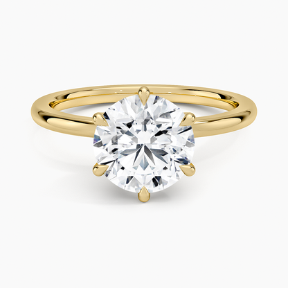 Petal Six Prong Diamond Ring - Round Center Stone