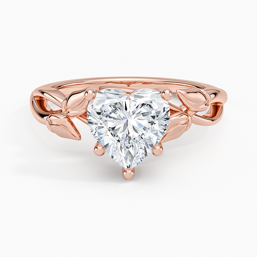 Budding Willow Solitaire Ring - Heart Center Stone
