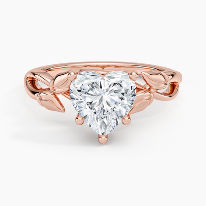 Budding Willow Solitaire Ring - Heart Center Stone