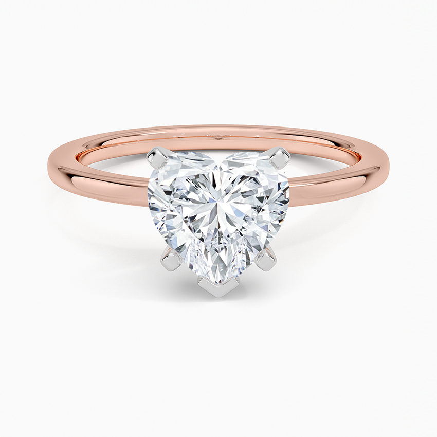 Six-Prong Petite Comfort Fit 1.5mm Solitaire Ring - Heart Center Stone