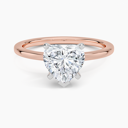 Six-Prong Petite Comfort Fit 1.5mm Solitaire Ring - Heart Center Stone