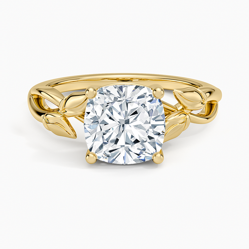 Budding Willow Solitaire Ring - Cushion Cut Center Stone