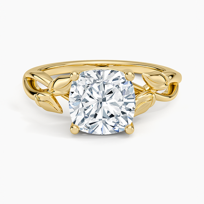 Budding Willow Solitaire Ring - Cushion Cut Center Stone