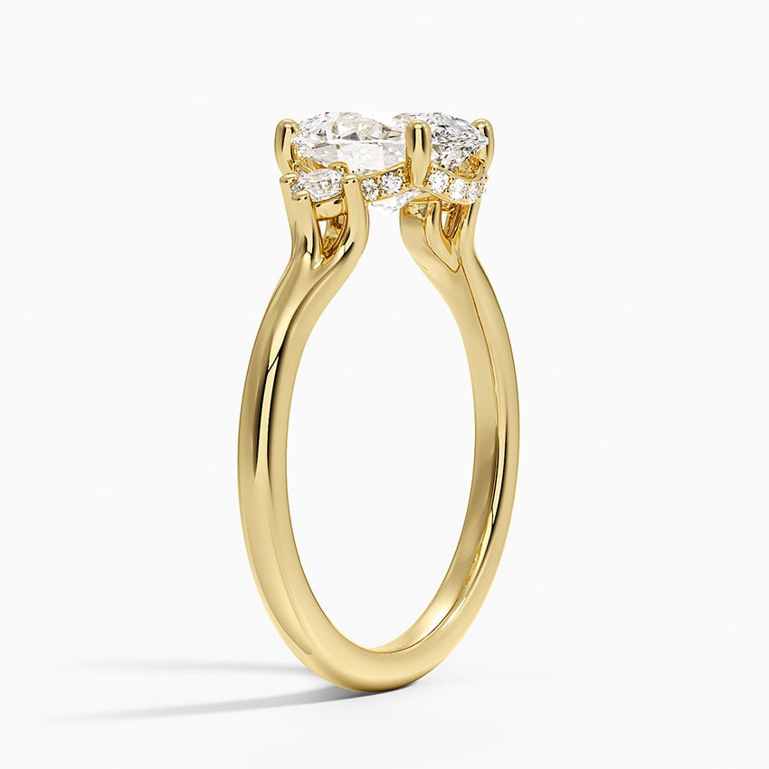 Floating Three Stone Diamond Ring - Oval Center Stone