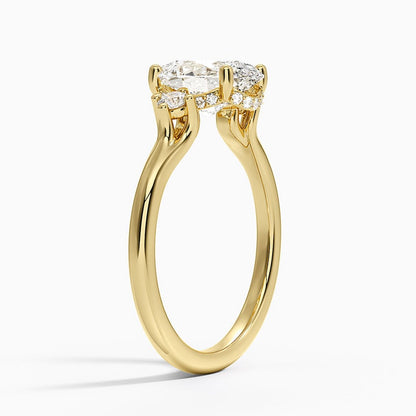Floating Three Stone Diamond Ring - Oval Center Stone