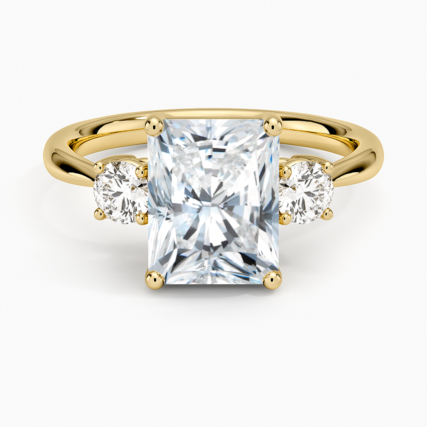 Selene Three Stone Diamond Ring (1/3 ct. tw.) - Radiant Cut Center Stone