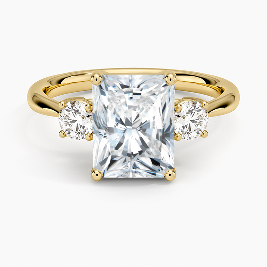 Selene Three Stone Diamond Ring (1/3 ct. tw.) - Radiant Cut Center Stone