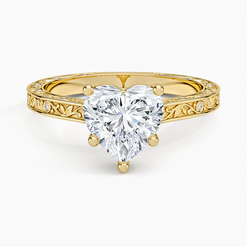 Grove Perfect Fit Engraved Diamond Ring (1/10 ct. tw.) - Heart Cut Center Stone