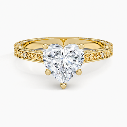 Grove Perfect Fit Engraved Diamond Ring (1/10 ct. tw.) - Heart Cut Center Stone